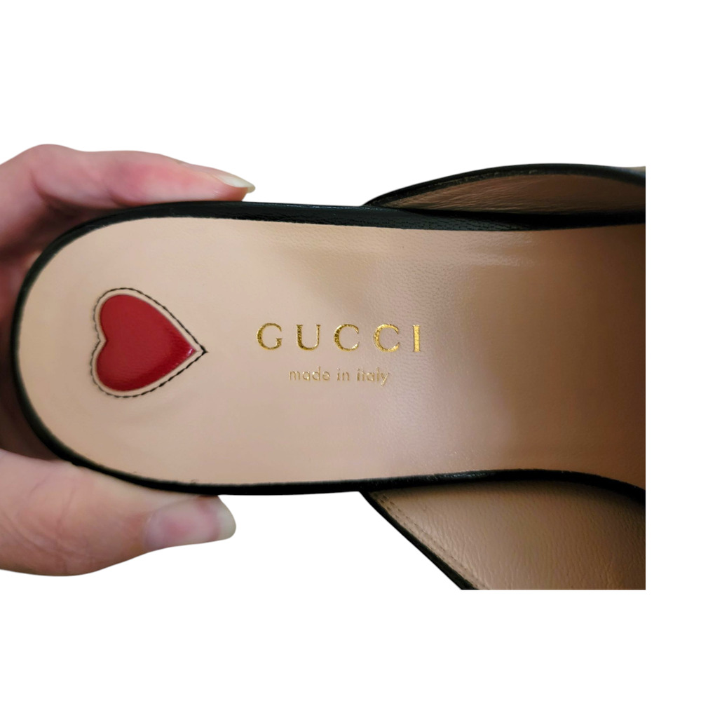 Gucci Bee Star Black Leather Horsebit Princetown Loafers Slides Flats Mules 7 37 - Picture 9 of 11